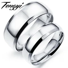Shiny Fashion Polish Stainless Steel Finger Ring Silver Color Rings Set for Women Men Jewelry 8MM