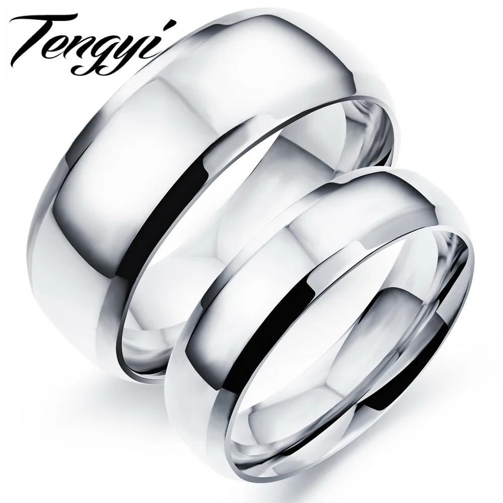 Shiny Fashion Polish Stainless Steel Finger font b Ring b font Silver Color font b Rings