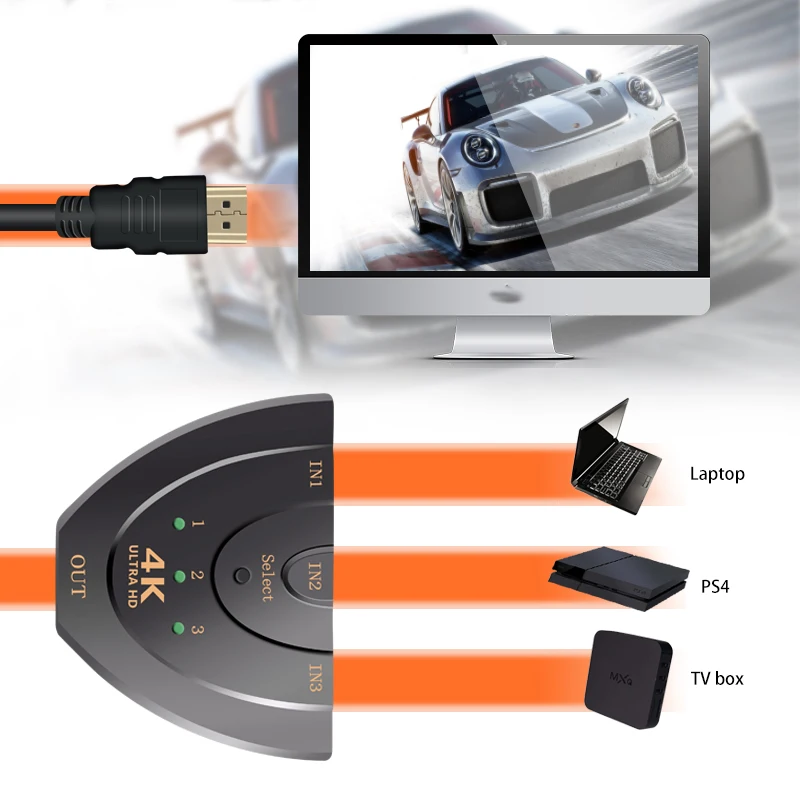 

Mini de 3 puertos interruptor HDMI 1.4b 4k * 2k 3D conmutador HDMI Splitter 3 en 1 Port Hub para Xbox DVD HDTV para PS3 PS4 1080P