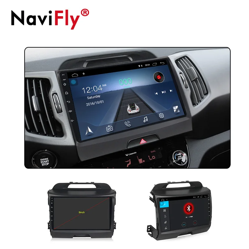 Top Navi-Fly 9inch Car Radio Multimedia For android 8.1 KIA Sportage 3 4 2010-2015  support Russian menu russia map 5
