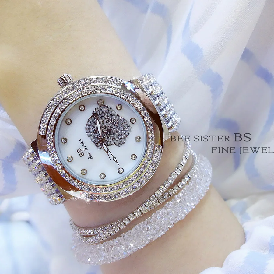

Rose Diamond Luxury Women Watches Famous Brand Elegant Dress Quartz Watch Ladies Rhinestone Wristwatch Relogios Femininos
