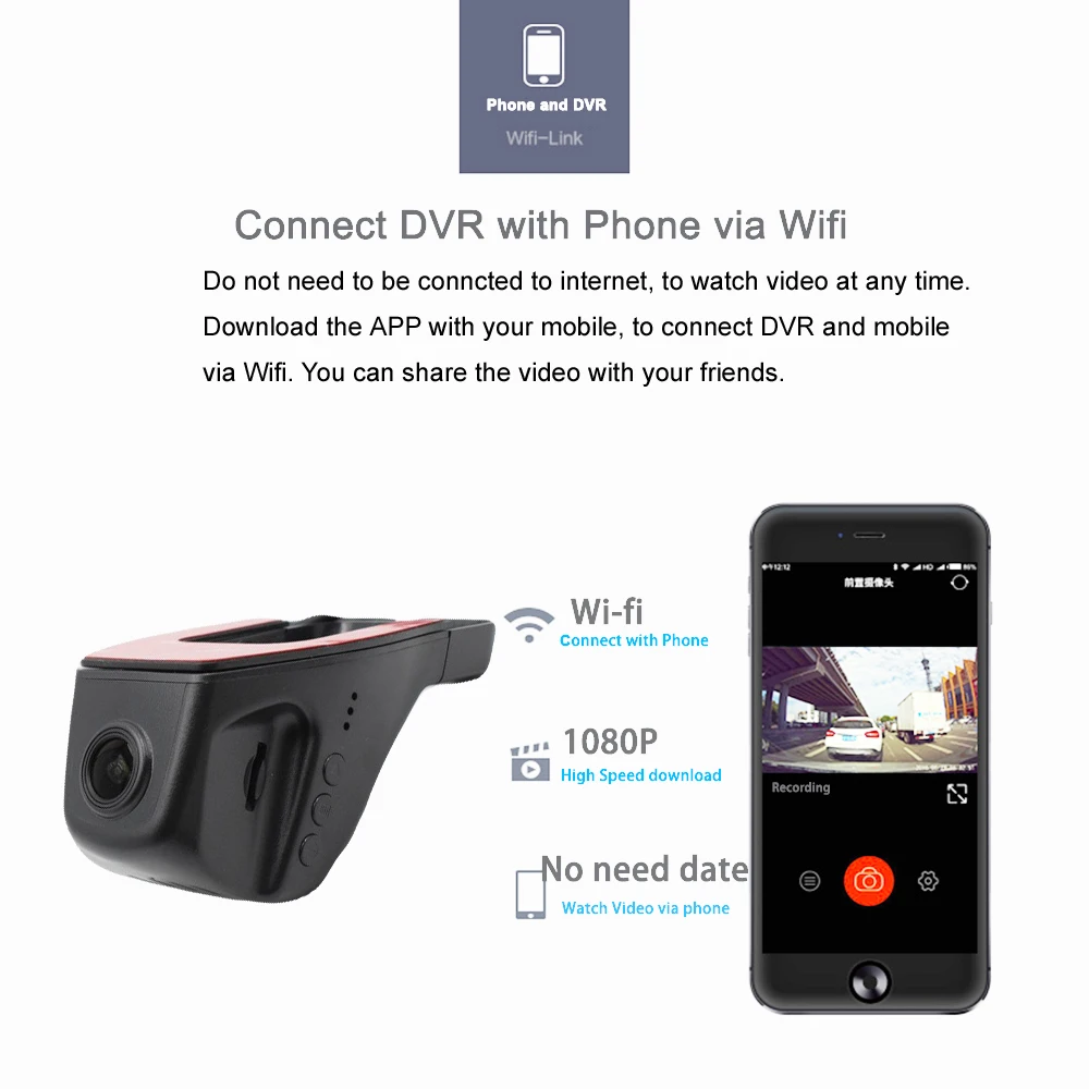KOENBANG Автомобильный видеорегистратор DVR wifi Novatek 96655 мини видеокамера