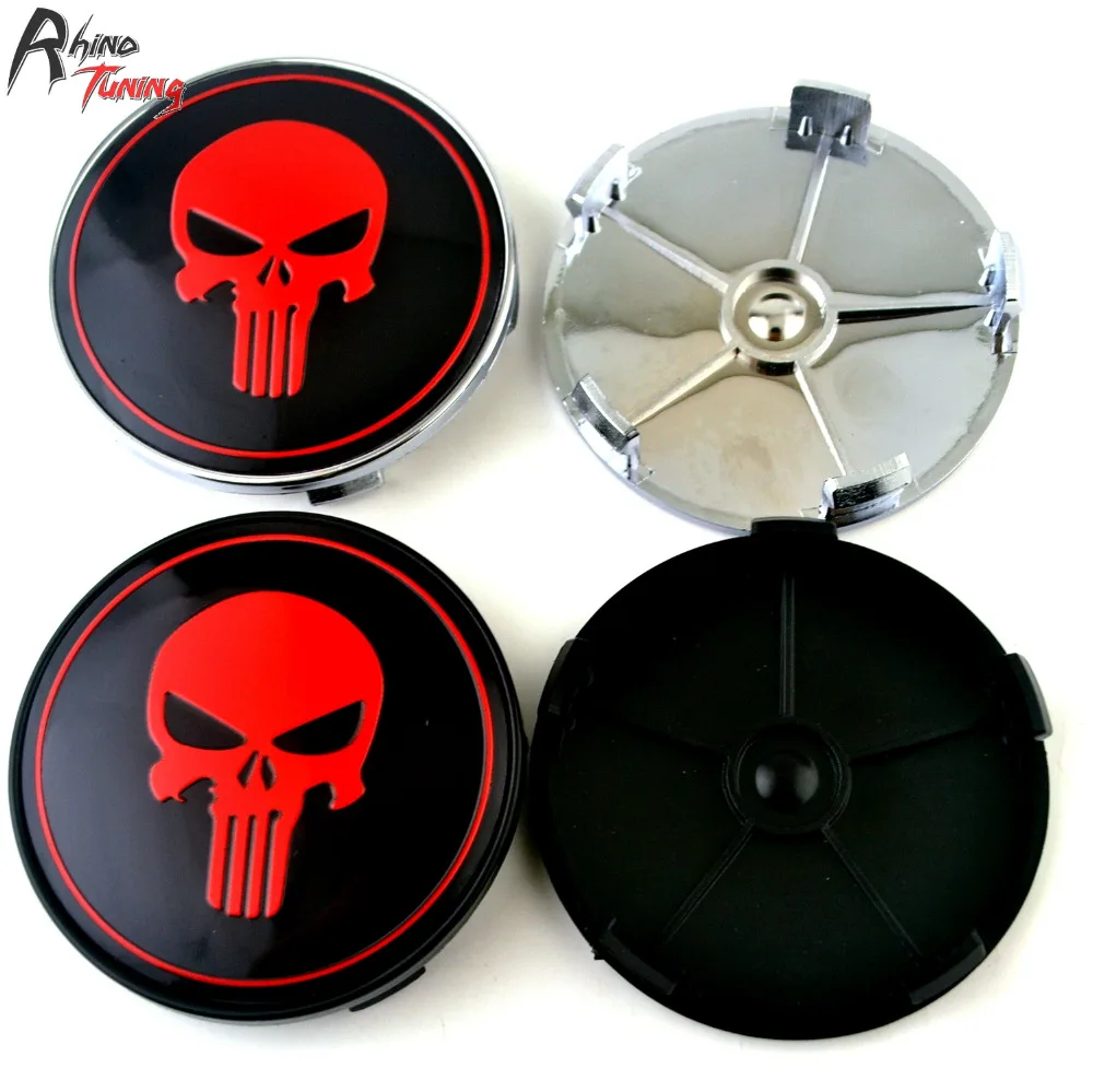 

Rhino Tuning 69mm 4PC The Punisher Car Wheel Center Cap Emblem Red Skull Hub Cap For E60 E61 E92 E71 634