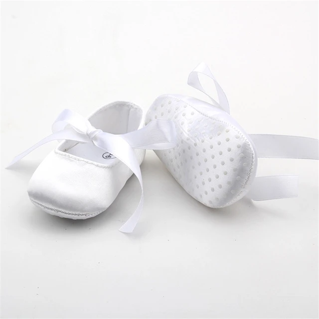 Luxury White Satin Baby Show Baptism Flower Girl Shoes Infant First