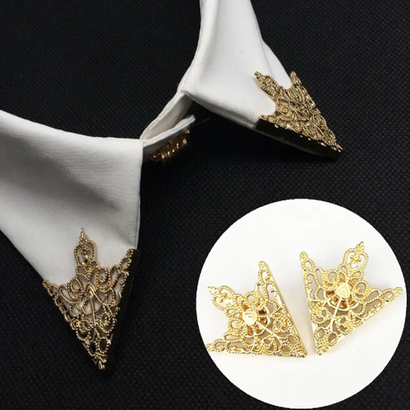

Bovvsky alloy gold color Hollow Triangle court pattern collar angle Palace retro shirts brooch pin collar Jewelry