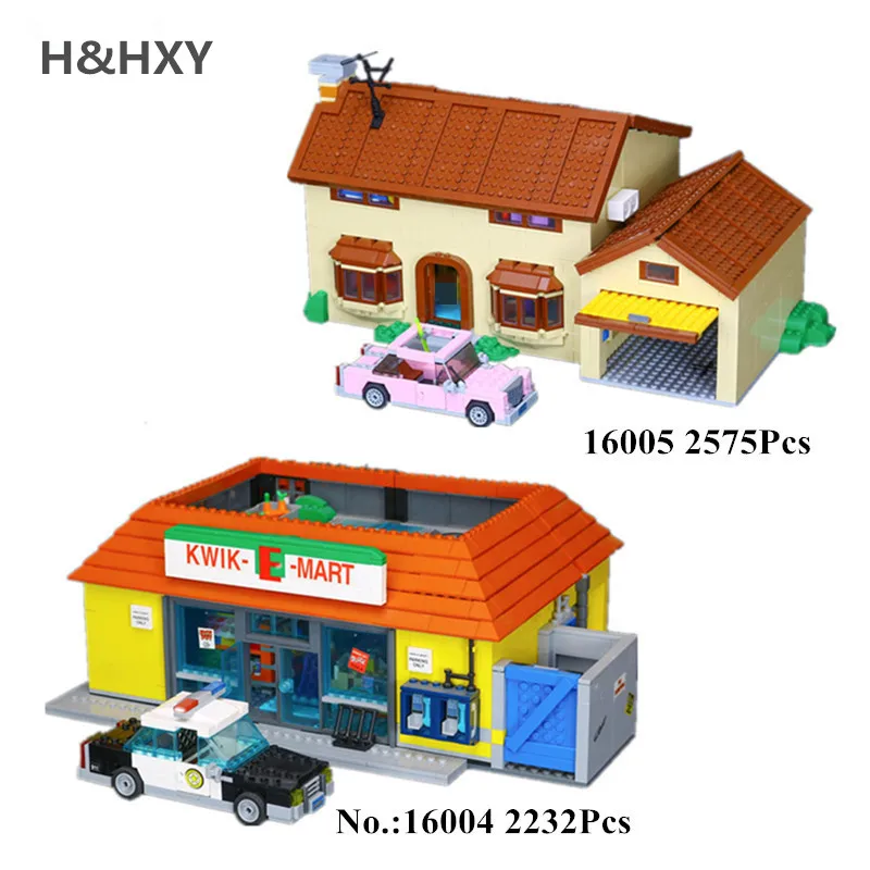

H&HXY IN STOCK 16004 16005 The Simpsons Bart Homer the Kwik-E-Mart Model Building Block Bricks Compatible 71016