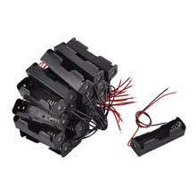 80pcs/lot MasterFire New Black Plastic 1 x AA Battery 3.7V Clip Storage Holder Box Case Cover With Wire Lead Free Shipping