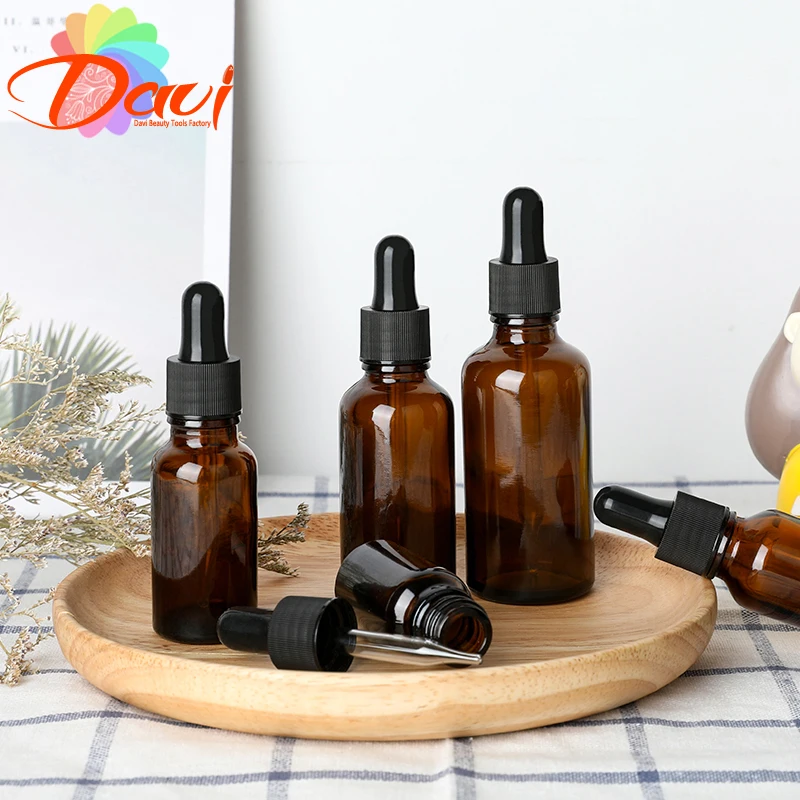 Empty Dropper Bottle Amber essential oil Glass Aromatherapy Liquid Brown 5-50ml Drop for massage Pipette Bottles Refillable