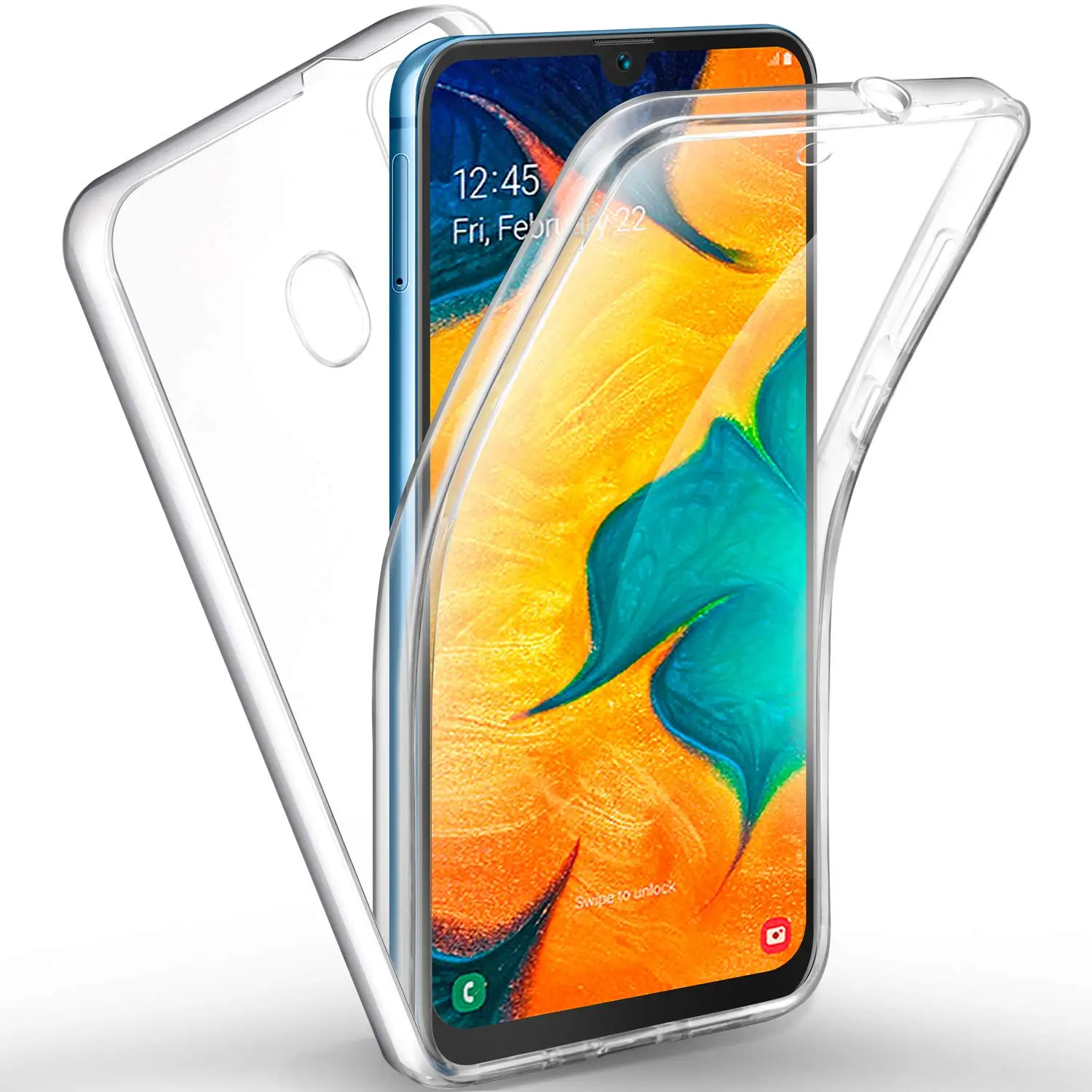 

for Samsung Galaxy A30 A 30 A305 2019 Plus Case 360 Degree Phone Case, Silicone Clear Cover 2 in 1 Hard PC Back + Soft TPU Front