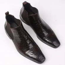 Осень-зима из крокодиловой кожи мужские высокие полусапожки британский стиль ботильоны челси