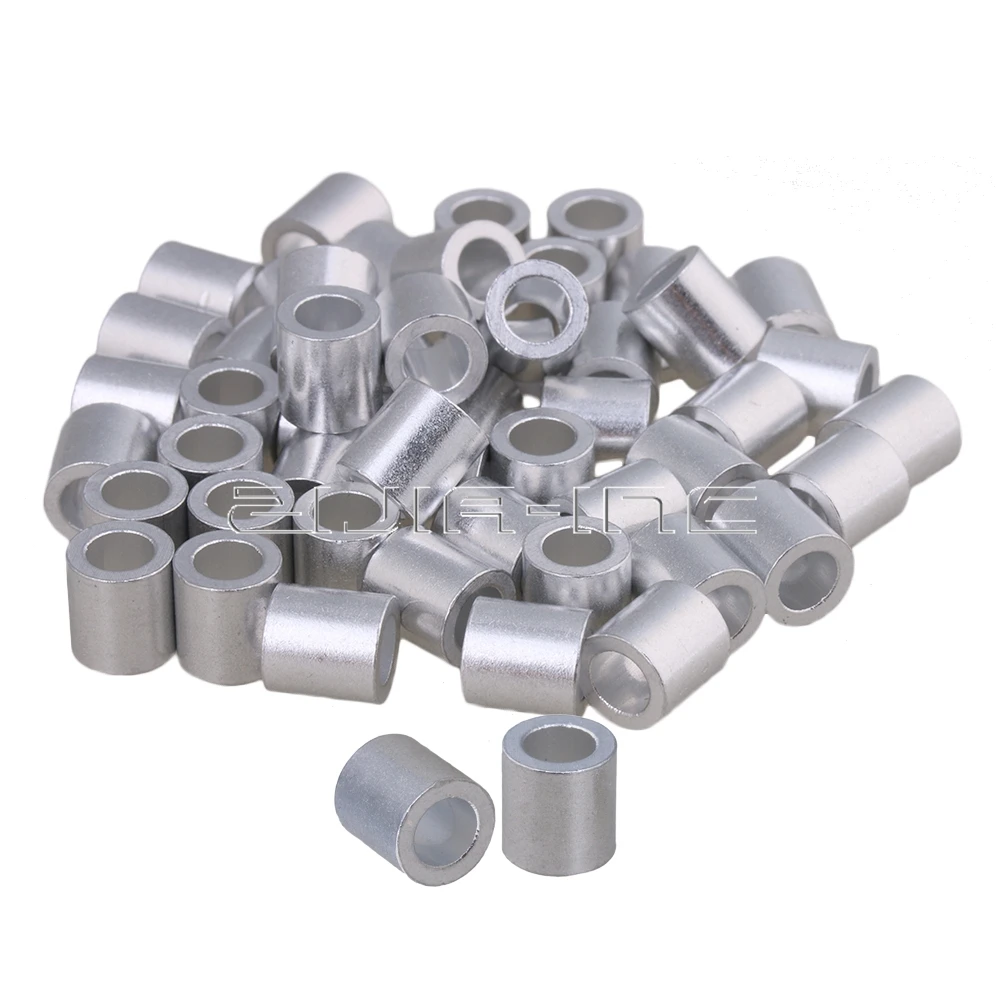 Buy 50pcs M6 Silver Wire Rope Round Aluminum Crimping