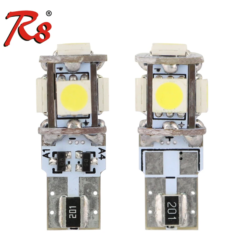 

R8 Canbus LED Lamp T10 LED Bulb 5050 Car Lights Interior 1.9W 5SMD 194 12V 6000K White Position Width Clearance Reading Lights