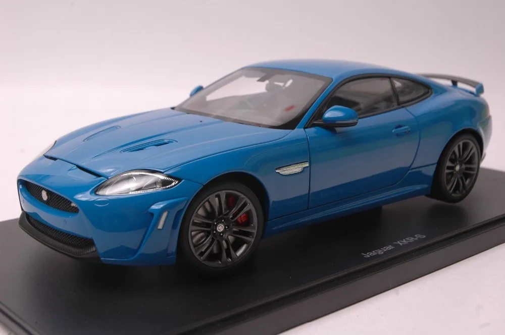 118 Diecast Model for Jaguar XKR S Blue Coupe Alloy Toy Car Collection