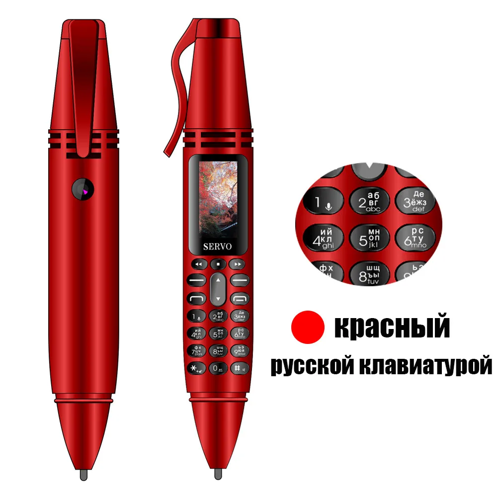 Мини-ручка для мобильных телефонов 0,9", миниатюрный экран, GSM, две sim-карты, камера, фонарик, Bluetooth, набор номера, мобильный телефон с записывающей ручкой, SERVO K07 - Цвет: Red Rus Button