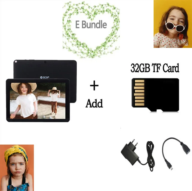 Add 32GB TF Card Планшет BDF, 10 дюймов, ips, большой размер, Android 7,0, планшетный ПК, 1 ГБ ОЗУ, 32 Гб ПЗУ, поддержка видео, FM, wifi, Bluetooth, четырехъядерный процессор, 7, 8, 9, 10 - Комплект: Add 32GB TF Card