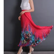 Весна и лето новая плиссированная юбка женская Уайлд Высокая талия большая свободная юбка с принтом плиссированная трапециевидная юбка