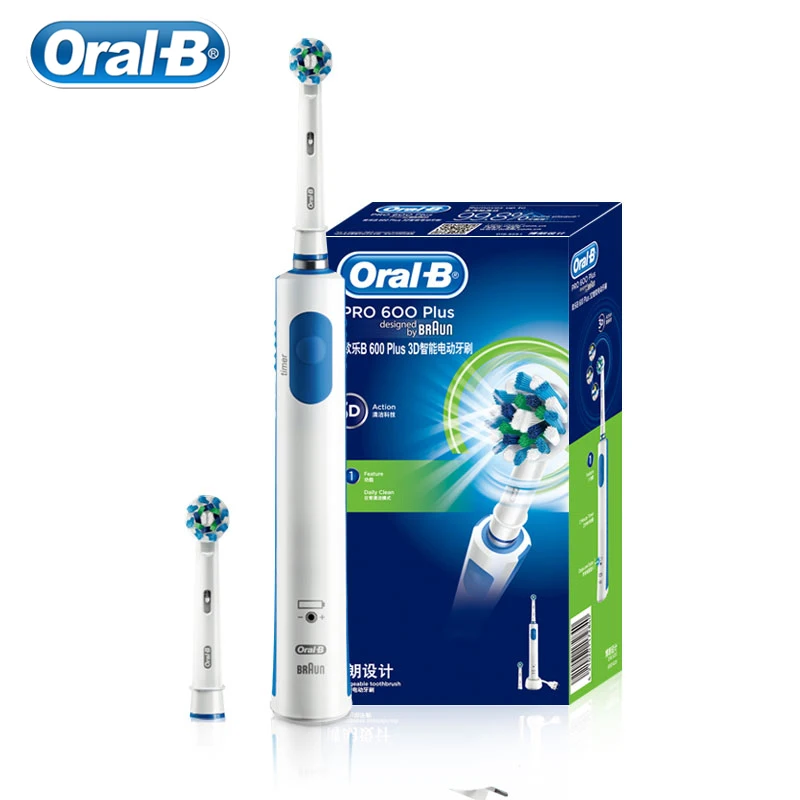 Электрическая зубная щетка Oral B 3D Smart Pro600 с перезаряжаемой ручкой и 2 насадками