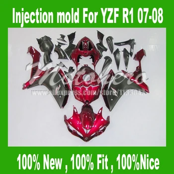 

Injection Dark red Black for Yamaha YZF R1 07 08 2007 2008 YZF-R1 07-08 #227H YZF1000 R1 07 08 fairings kits