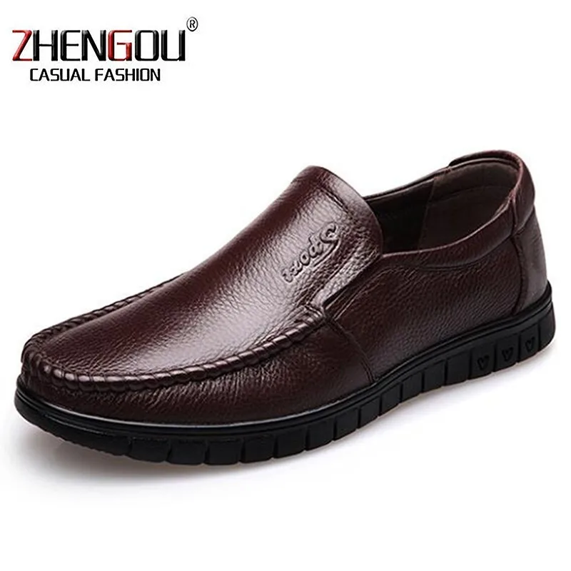 ZHENGOU из натуральной кожи в европейском стиле мужские Мокасины Мужская обувь