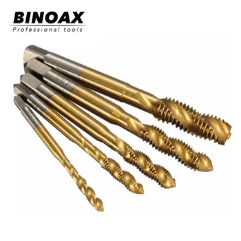 

BINOAX 1Pcs HSS Spiral Point Tap Straight Flute Metric Titanium Machine Screw Tap M3 M4 M5 M6 M8