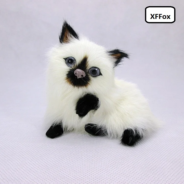 

cute real life naughty cat model plastic&furs simulation small cat doll gift about 10x8x9.5cm xf1206