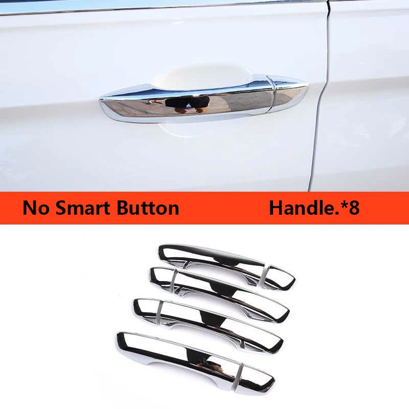 Для Volkswagen Tiguan- дверная ручка защита дверная чаша протектор хромированная внешняя отделка Защитная крышка Чехлы наклейки - Название цвета: No smart Handle
