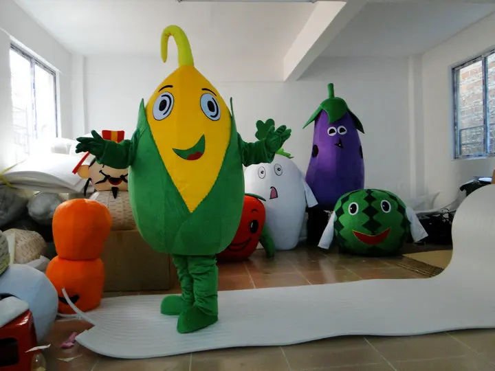 

New Version Corn Mascot Costume Fancy Dress Outfit, Holloween Costume Free Shipping