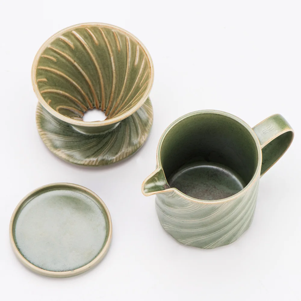 Ceramic Coffee Pot Set Hand Item Filter Retro Drip Coffee Cups of Home