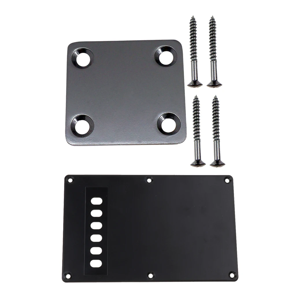 6 Hole Guitar Tremolo Cavity Back Cover Backplate + Neck Plate + 50pcs Pickup Mounting Screws Set