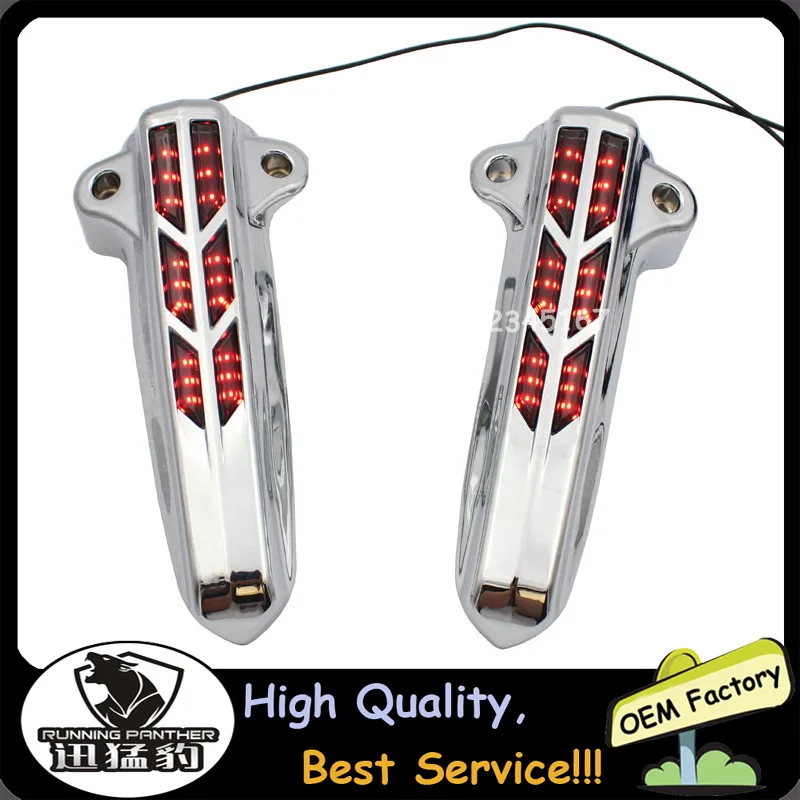 2018 NEWEST LOWER FORK LEG COVERS BLACK CHROME WITH LED LIGHTS FOR