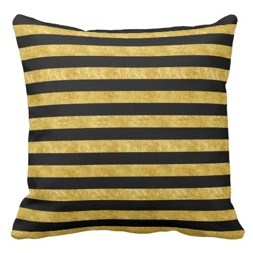 Beds Pillow Cases Gold And Black Stripes Throw Pillow Case (Size 20