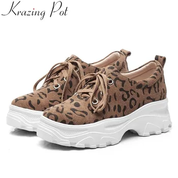 

2019 fashion classic leopard genuine leather lace up sneakers thick bottom ventilated casual wear brand vulcanized shoes L18