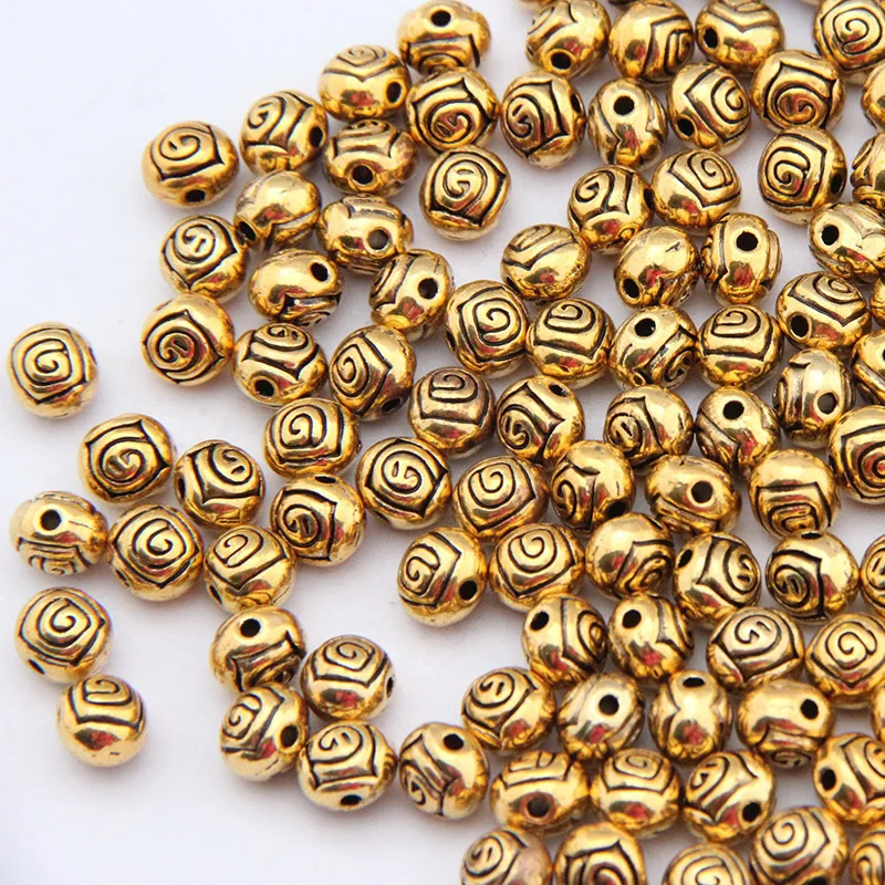 50Pcs/Lot Fashion Silver/Gold Color Zinc Alloy Flower Beads for DIY