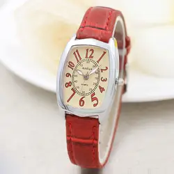 Модные Цвет ремешок цифровой циферблат кожаный ремешок Для женщин часы кварцевые наручные часы Montre femme Ретро horloges аналоговые часы B40