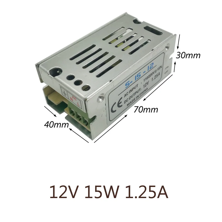 Блок питания 12V AC110-220V светодиодный драйвер 1A 2A 3A 5A 6A 10A 15A 20A 30A 33A трансформаторы систем освещения Светодиодный источник питания для светодиодный полосы - Цвет: 1.25A 15W