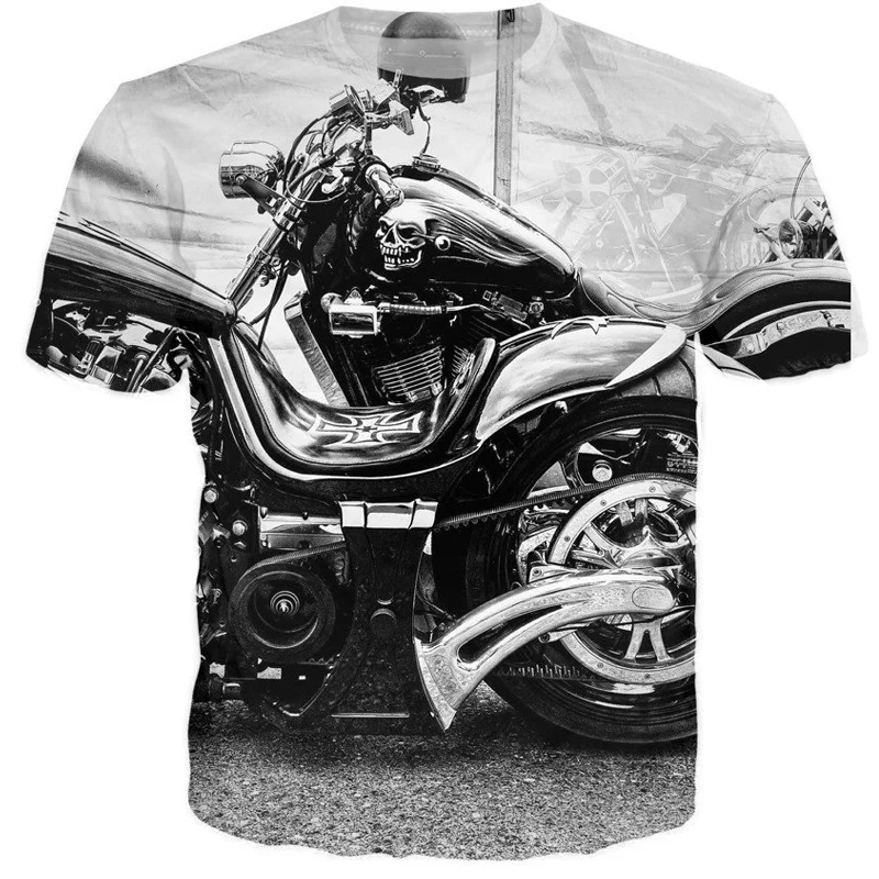 

Motorcycle Skull T-Shirt Tshirt Men Women 2019 New Fashion Hip Hop Streetwear Pullover T Shirt Camisetas Hombre 3D Tops Tees