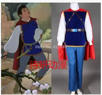 

New High Quality Fairy Tales Snow white Prince Charming Cosplay Costume Men Outfit Cloak Full Set Free shipping