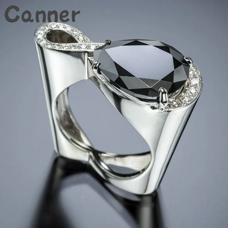 

Canner Vintage Geometric Rings For Women Big Water Drop Crystal Rings Cubic Zircon Rings Engagement Wedding Jewelry Anillos A40