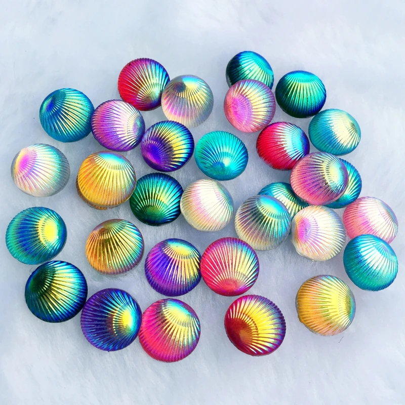 

80pcs/lot 10mm mixed color shell pattern, round eyes rhinestone color cutting party decoration color resin diamond.