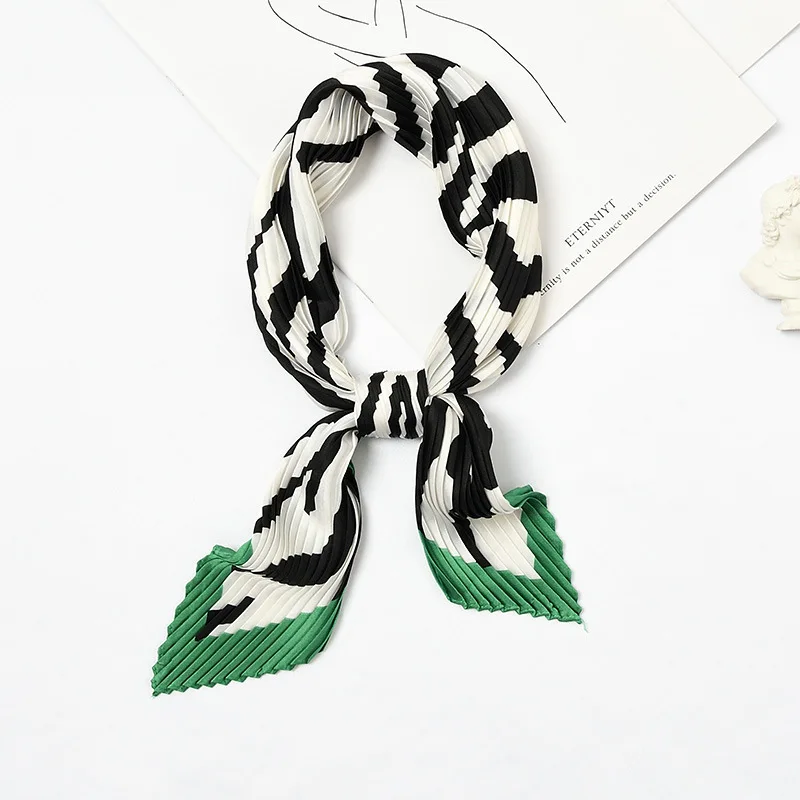 Горячая квадратная морщинка маленький шелковый шейный шарф для женщин мнущийся шейный платок с плиссированным принтом женская Бандана Платок - Цвет: 205