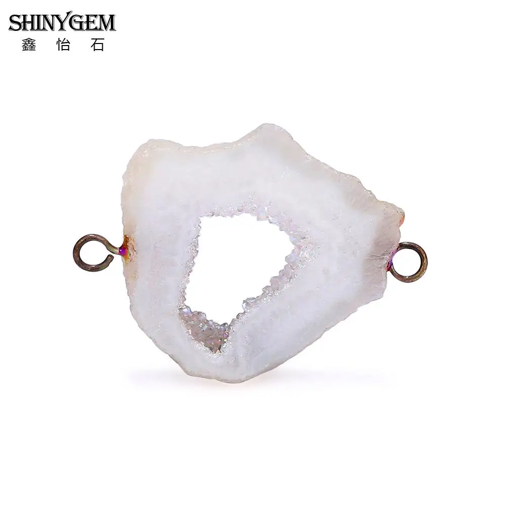 

ShinyGem Wholesale Pink White Druzy Pendants Connectors Natural Stone Pendant For Jewelry Making DIY Accessories Charms 5pcs/Lot