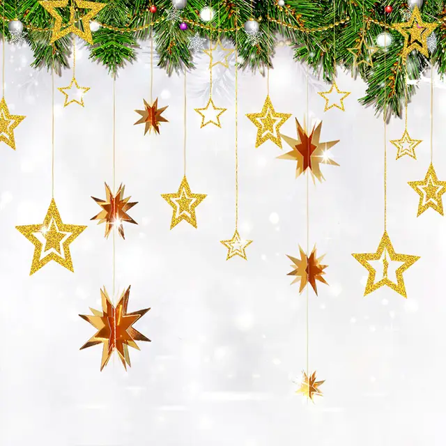 Us 9 9 Gold Glitter Star Party Decoration Paper Garlands Decoration Birthday Party Christmas Tree Supplies Girls Bedroom Decor In Party Diy