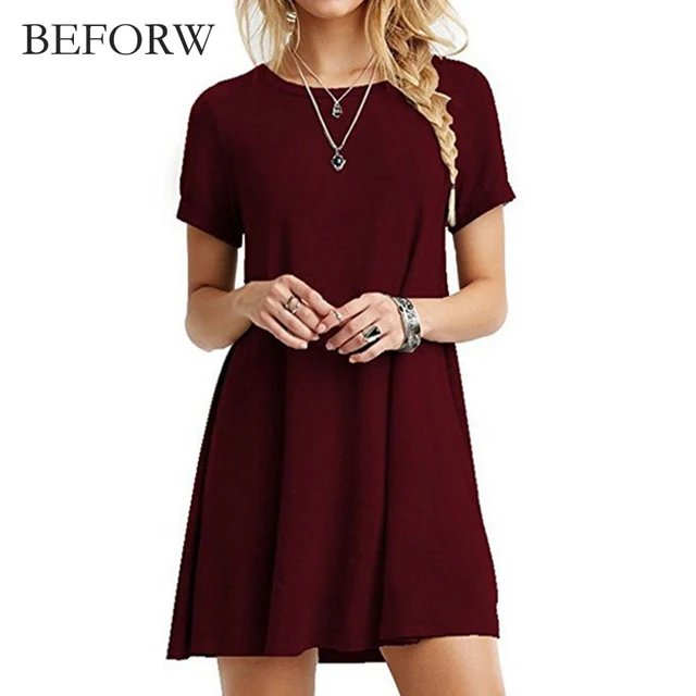 Beforw Women Vintage Dress Black Green Summer Dresses Fashion Casual Beforw Women Vintage Dress Black Green Summer Dresses Fashion Casual Womens Clothing Solid Simple Short Sleeves