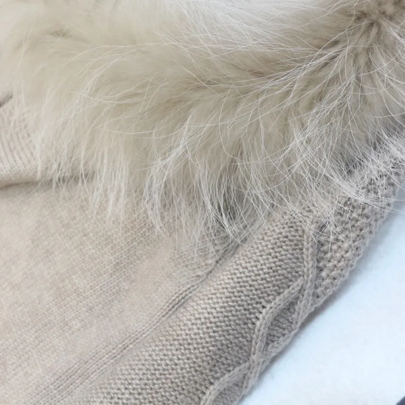 2019 бросился Шерсть Зима Новый кашемировый костюм лисий мех кардиган с капюшоном, свитер повседневные брюки из двух предметов модные теплые