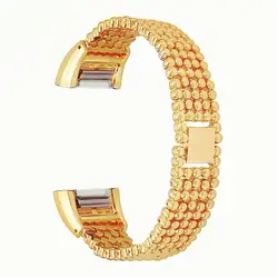 Роскошный браслет для Fitbit Charge 2 ремешок Сталь бисера Стиль Браслет Смарт часы Золотое кольцо на новый l1018 #0
