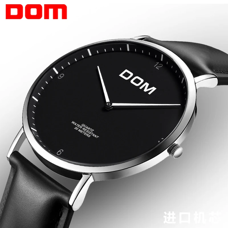 

DOM top Brand quartz watch for lovers Luxury Casual waterproof fashion couple Watches leather strap clock Relogio Faminino G-36