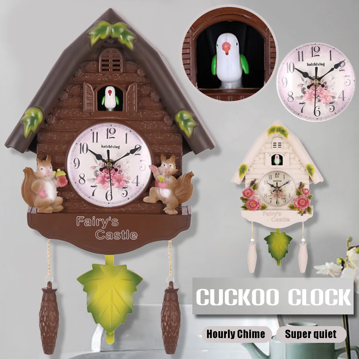 Nuevo reloj de pared de madera antiguo pájaro Cuco tiempo Bell Swing reloj alarma casa habitación artesanía arte Decoración Nuevo reloj de pared de madera antiguo pájaro Cuco tiempo Bell Swing reloj alarma casa habitación artesanía arte Decoración