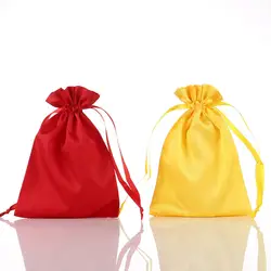 Шелковые мешки атласный мешок для украшений Упаковочные пакеты на заказ Логотип Сумки на шнурке оптом