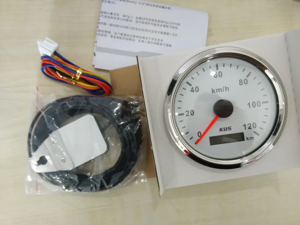 85 мм GPS Спидометр GPS Speedo 0-120 км/ч с ответным антенны белый Лицевая панель для автомобиля универсальный мотоцикл