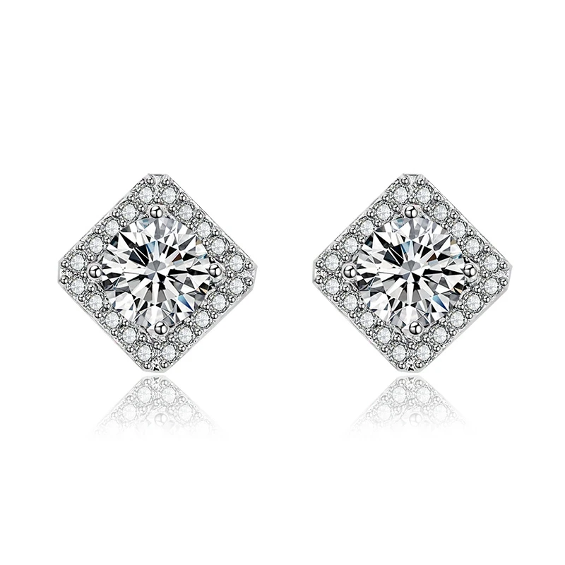 Crystal Geometric Square Stud Earring New Fashion Cute Earrings for